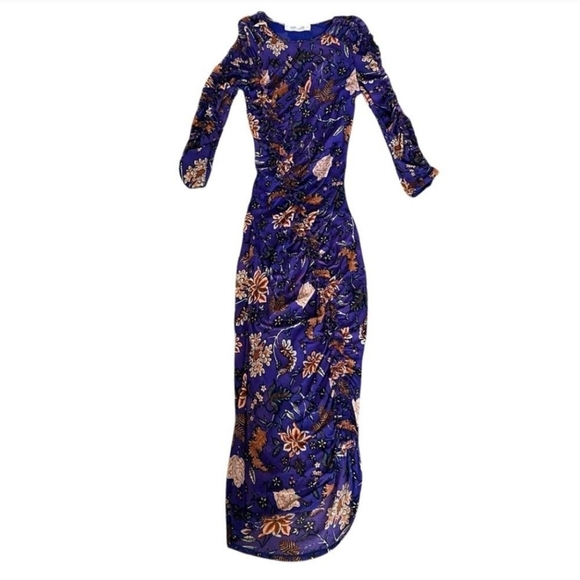 DIANE VON FURSTENBERG  Corrine ruched floral-print stretch-mesh midi dress Sz 8 - Picture 6 of 16